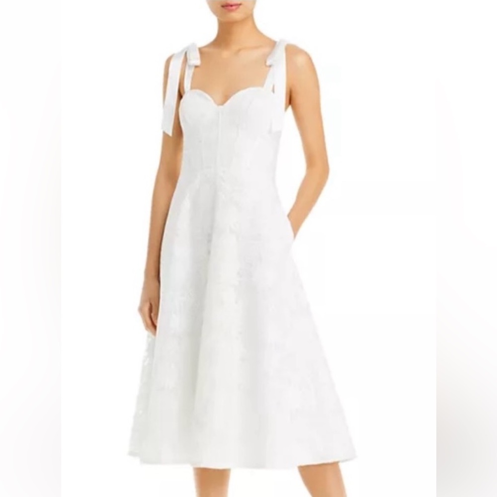 AIDAN MATTOX Embroidered Corset Cocktail
Midi Dress In Ivory - Picture 5 of 6